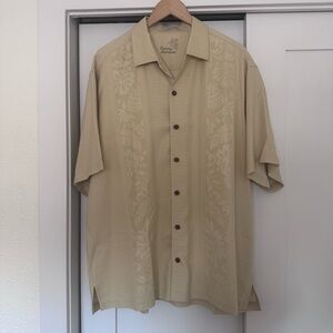 Tommy Bahama Tan Casual Button Down Silk Shirt